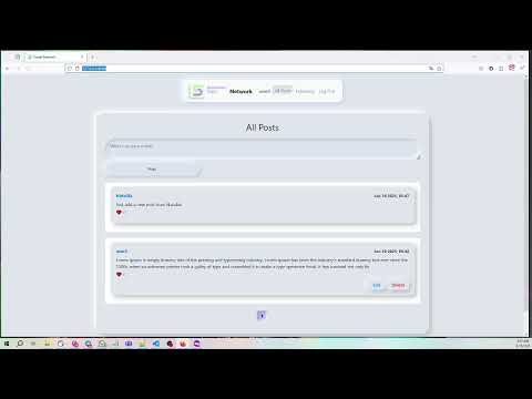 CS50W Project 4: Network — Social App Demo