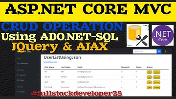 ASP.NET Core MVC:CRUD Operations using jQuery AJAX, ADO.NET, and SQL Server without Entity Framework