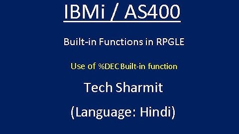 IBMi (AS400) - %Dec Built-in function in #RPGLE #IBMi #AS400