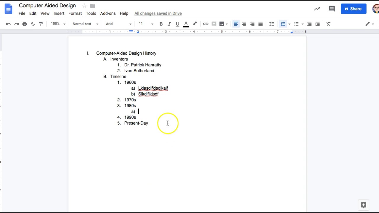 how to create an essay outline in google docs