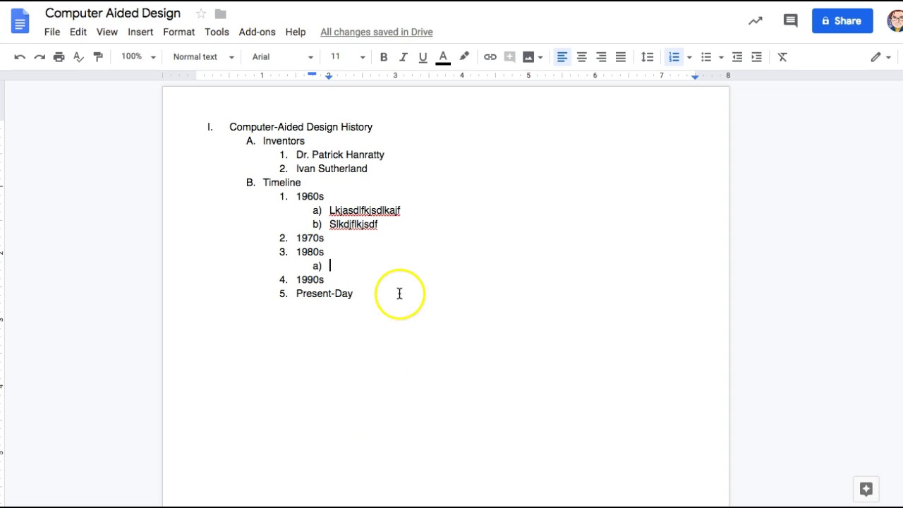 essay outline in google docs