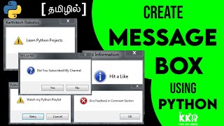 Create Message Box using Python in Tamil|#tkinter|Python Projects in Tamil|#KKR