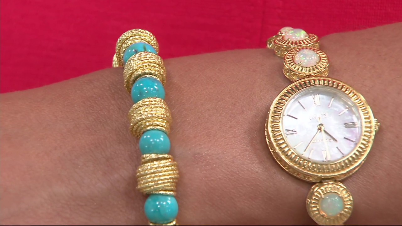 Italian Sterling Silver Hammered & Turquoise Bead Bracelet on QVC