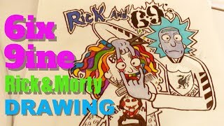 DRAWING 6ix9ine @BarberShop with Ballpoint Pen