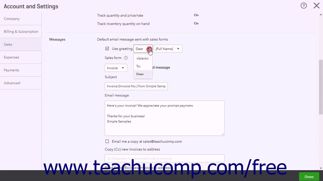 QuickBooks Online Plus 2017 Tutorial Customizing Sales Settings Intuit ...