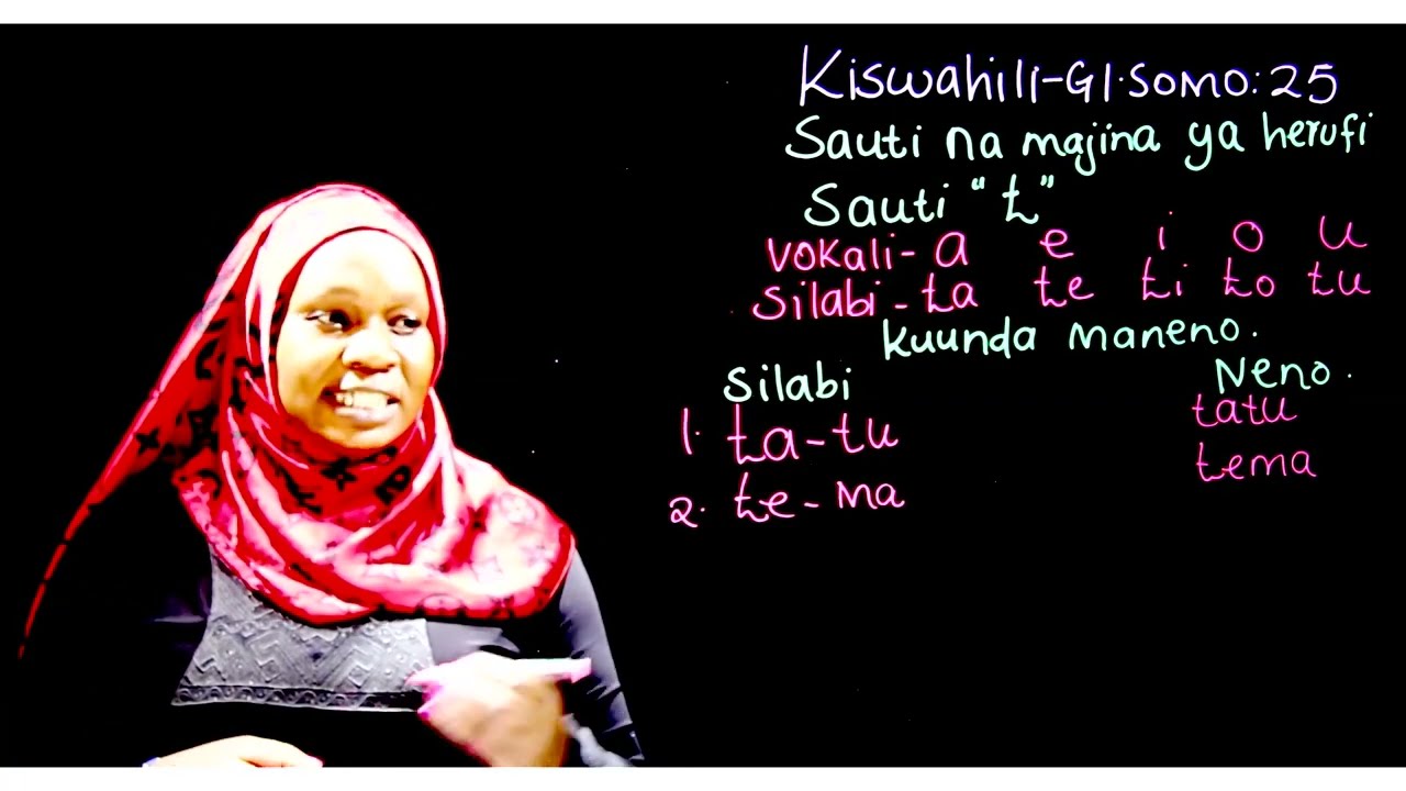 Gredi 1 Kiswahili Mwalimu Rehema Somo la 25:  Sauti 't' (Sauti na majina ya herufi 't')