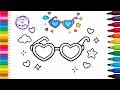 Sun Glasses Heart Shaped Cute Easy Simple Drawing And Coloring #glasses #rainingcolors
