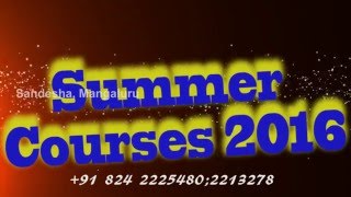 Sandesha Summer Courses 2016 May 2nd to 23rd