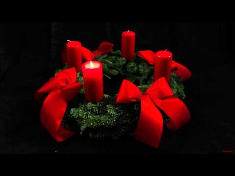 1st Advent Wreath - German Adventskranz - with one candle lit for the first Sunday of Advent