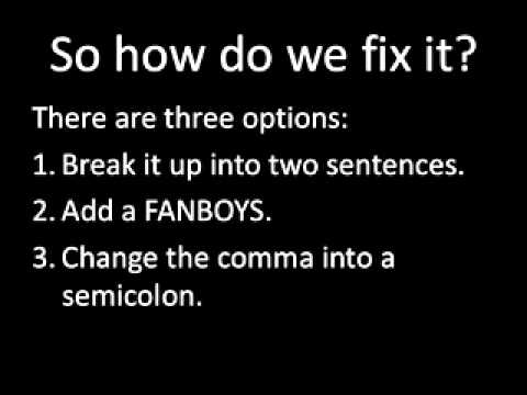 how to fix a comma splice youtube comma splice