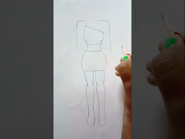 easy drawing tutorial ll fashion design dress drawing #shorts #pencildrawing #drawing #fashion