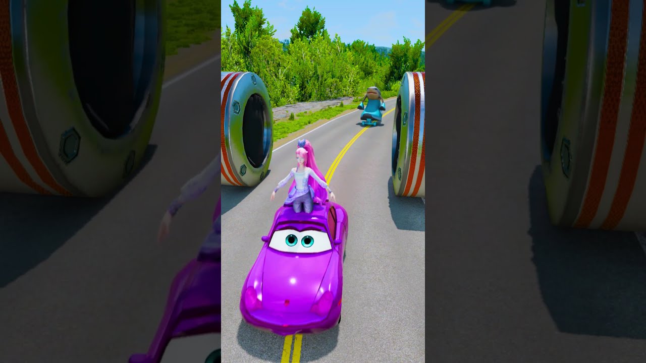 Wacky Rides Ridiculous Cars Against HUGE Venom Leg Bollard Trap Crash In BeamNG Drive