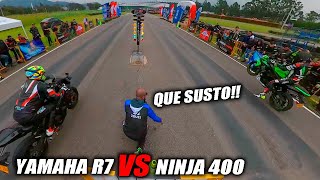 SUSTO😨Yamaha R7 VS Ninja 400🛑Drag Race Fullgass Cuarto de milla🛑