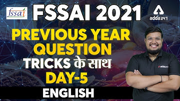 FSSAI 2021 | English | Previous Year Questions with Trick, Day 5