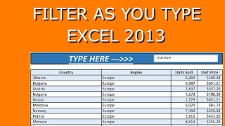 Dynamic Filter in MS Excel 2013 - Filter As You Type (With VBA)