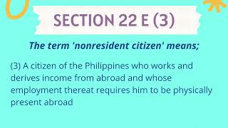 What is a nonresident citizen based on Section 22 E(3) of the Tax Code