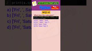 Python MCQ 63 - Test Your Skills #python  #pythonprogramming #pythoninterview#shorts#trending
