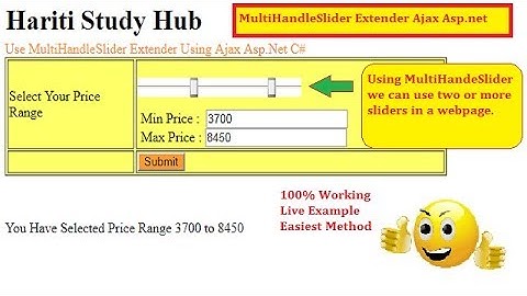 Multi Handle Slider extender with asp.net website using ajax toolkit c# | Hindi | Free Online Class