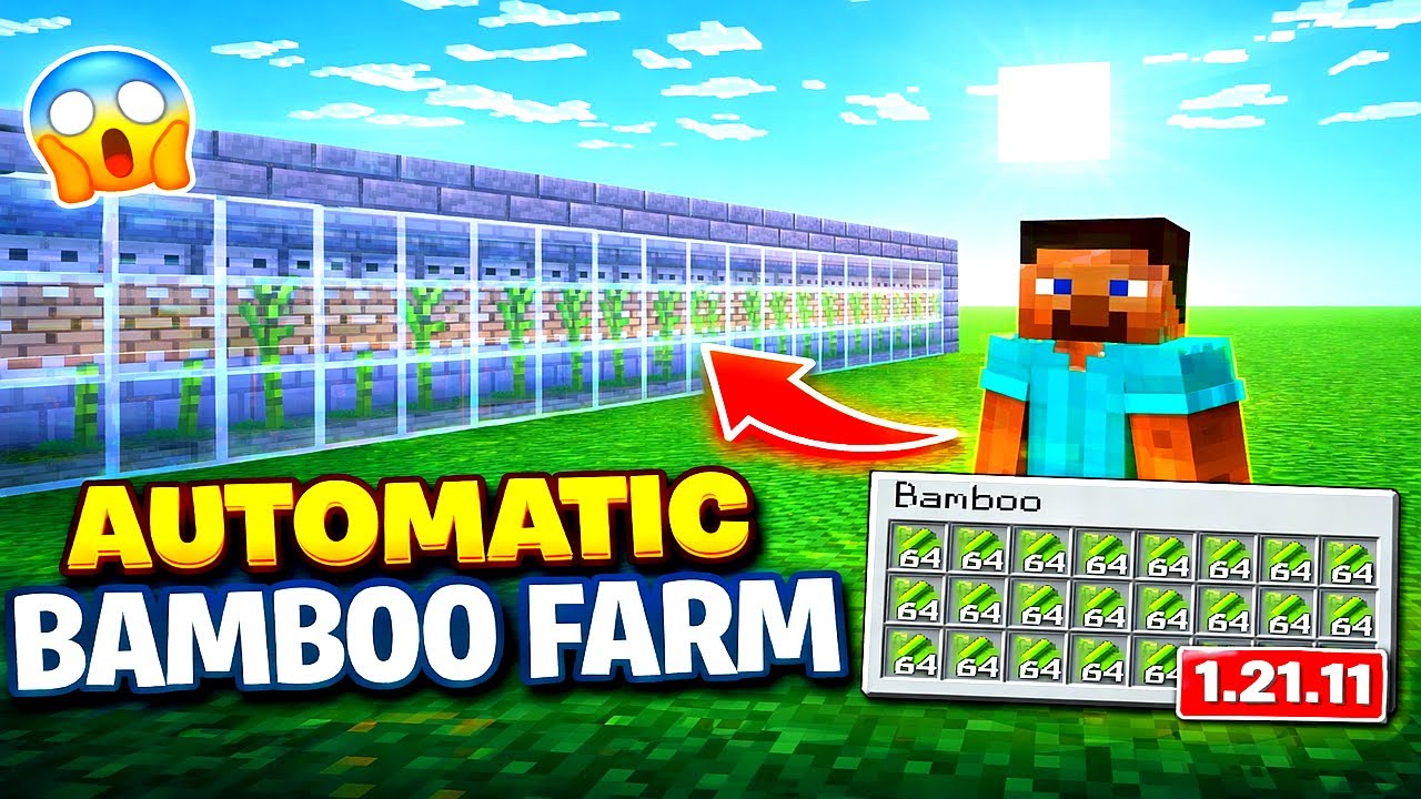Minecraft Easy Automatic Bamboo Farm 1.21.11+ | Java & Bedrock Tutorial