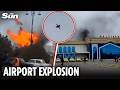 Moment Iranian suicide drone nosedives into airport as ANOTHER country is dragged into war