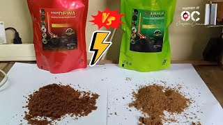 Perbedaan tekstur Voer dewa merah dan Hulk