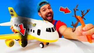 Oh no, un incendio nell'aereo giocattolo! Giochi del meccanico per bambini. Show 