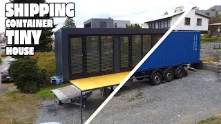TIMELAPSE - One Man Build Shipping Container Tiny House in 13 Minutes