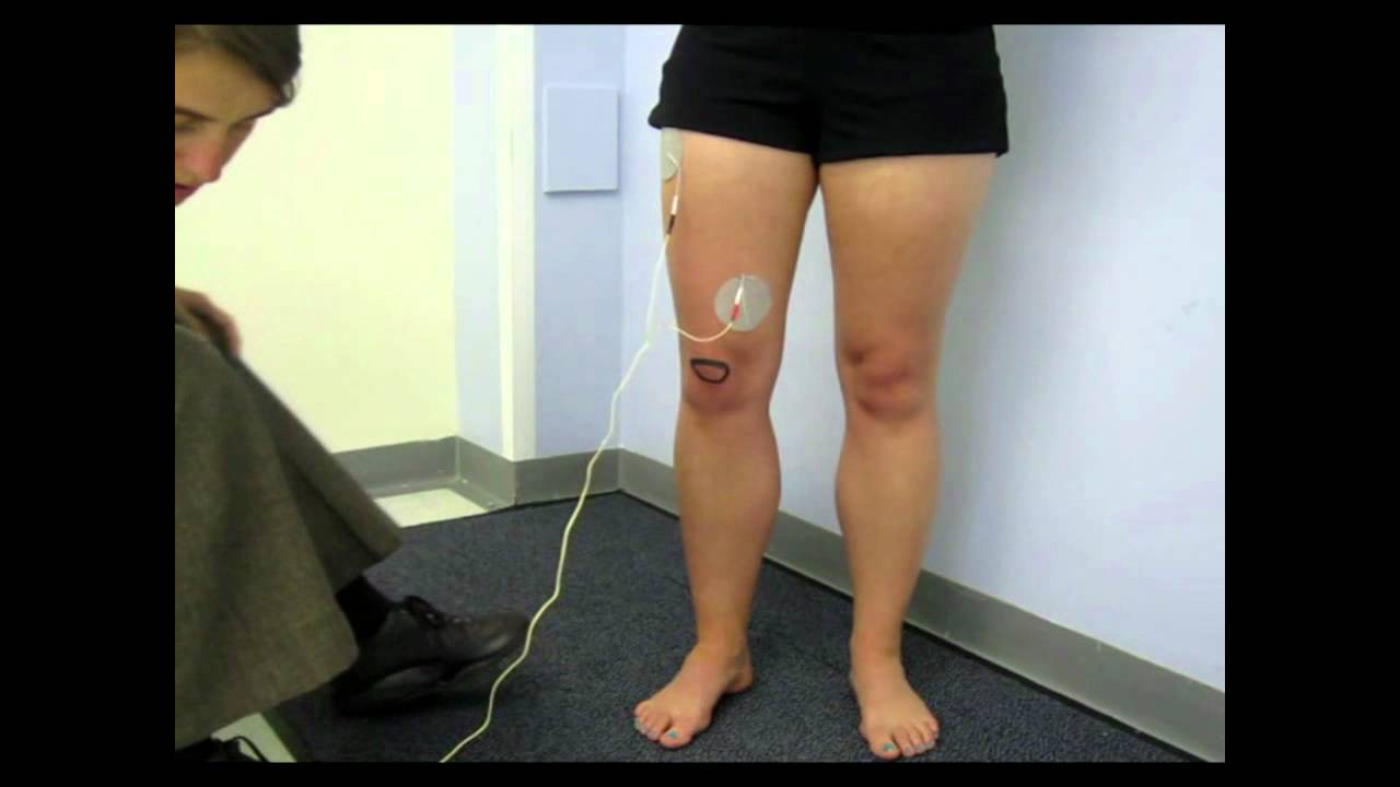 Neuromuscular electrical stimulation (EMS) of the quadriceps muscles