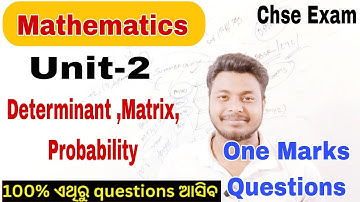 Mathematics one Marks Important Questions for CHSE Exam (Unit-2)