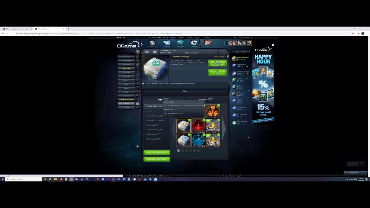 Ogame Special Offer from Gameforge