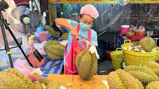 Thai Lady Durian Cutting Skills - Fruits Cutting Skills
