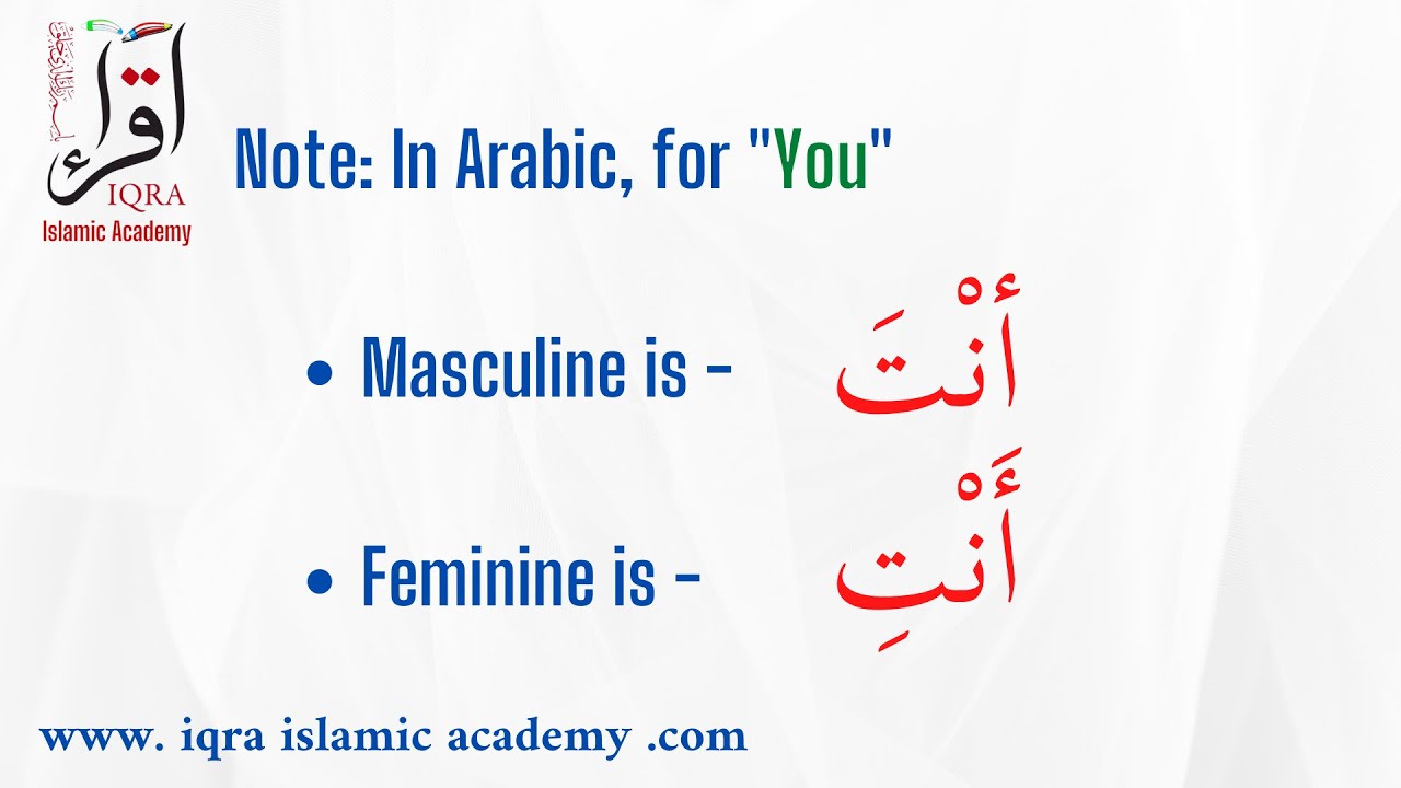 LESSON 15 ARABIC PERSONAL PRONOUNS YOU & I ANA ANTA LEARN ARABIC THE ...