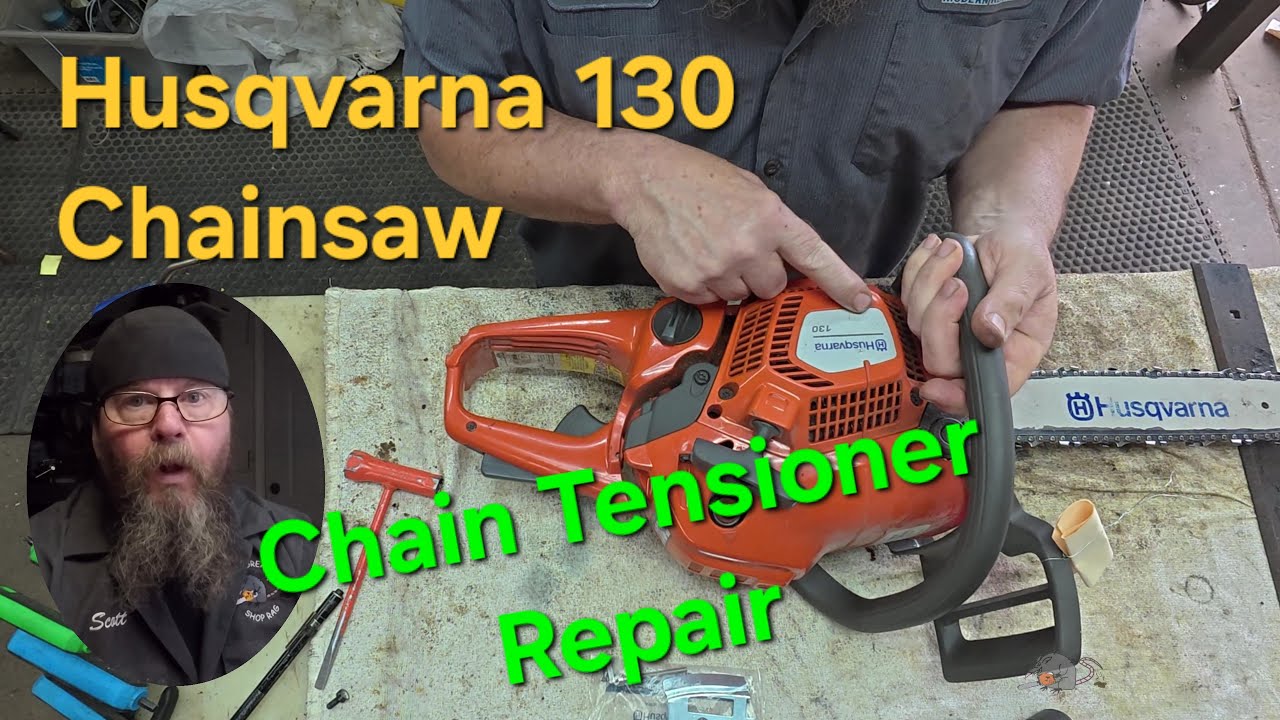 Husqvarna 130 Chainsaw Chain Tensioner Repair - YouTube