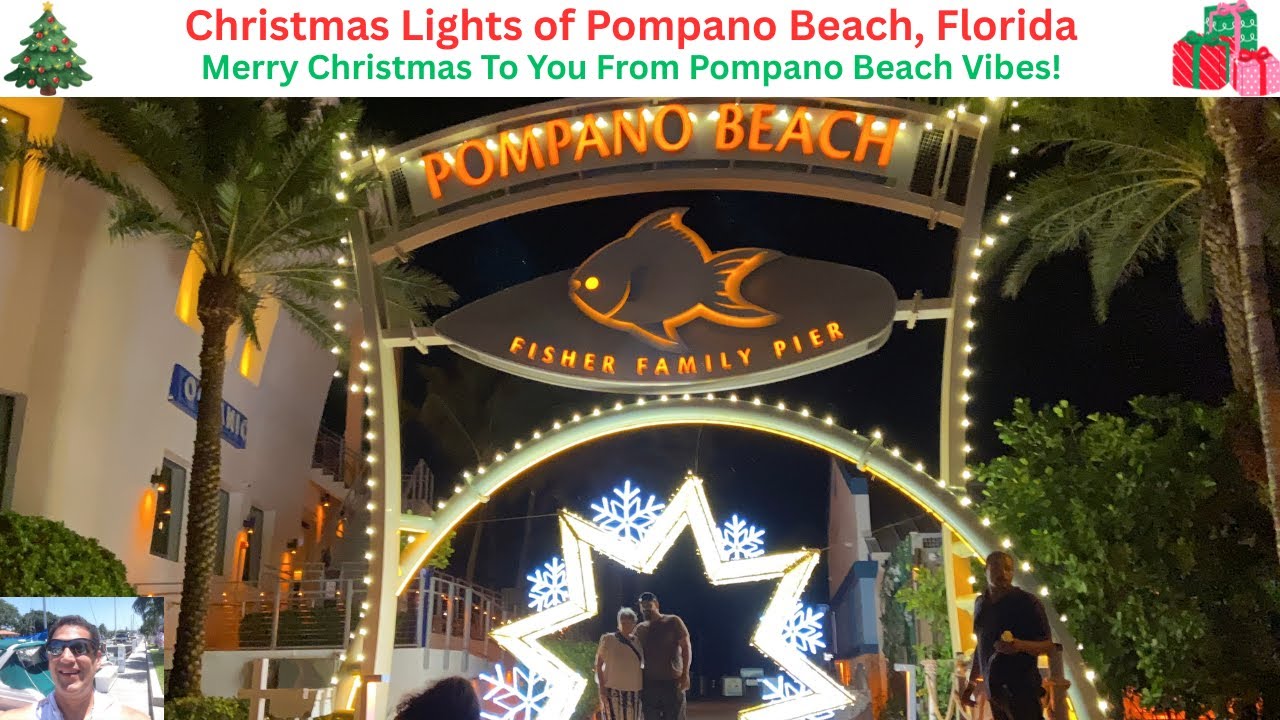 Рождественские огни на автомобиле по Помпано-Бич, Флорида (4K-UHD)