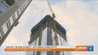 Injured Construction worker rescued with crane 500 feet up