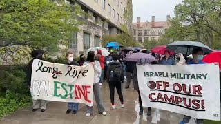 Pro-Palestinian protesters gathered and marched on University of Chicago&#39;s campus
