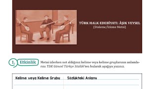 Türk Halk Edebiyatı Âşık Veysel Dinlemei̇zleme Metni Meb 8. Sınıf Türkçe Dersi