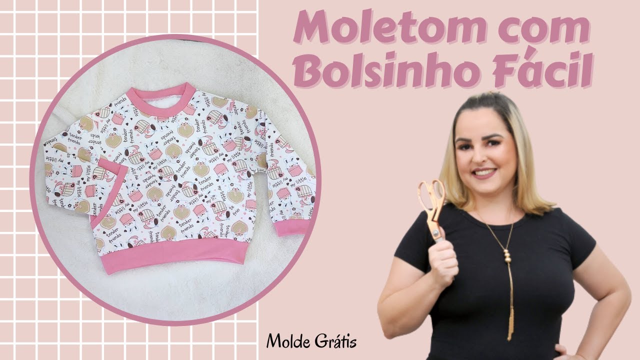 Blusa de Moletom Com Bolso #MoldeGratis #PatronesGratis #FreePattern