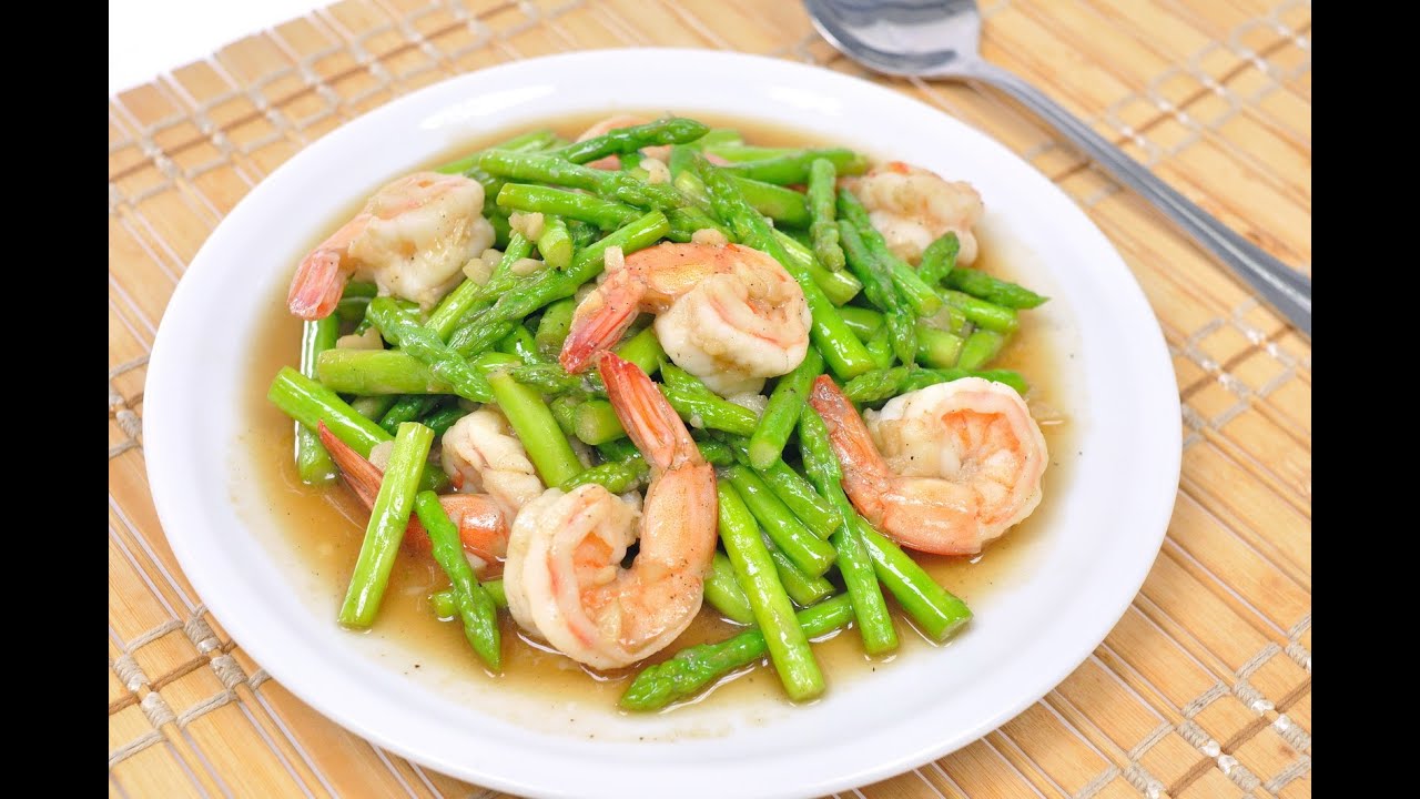 Stir Fried Asparagus with Shrimp - กุ้งผัดหน่อไม้ฝรั่ง