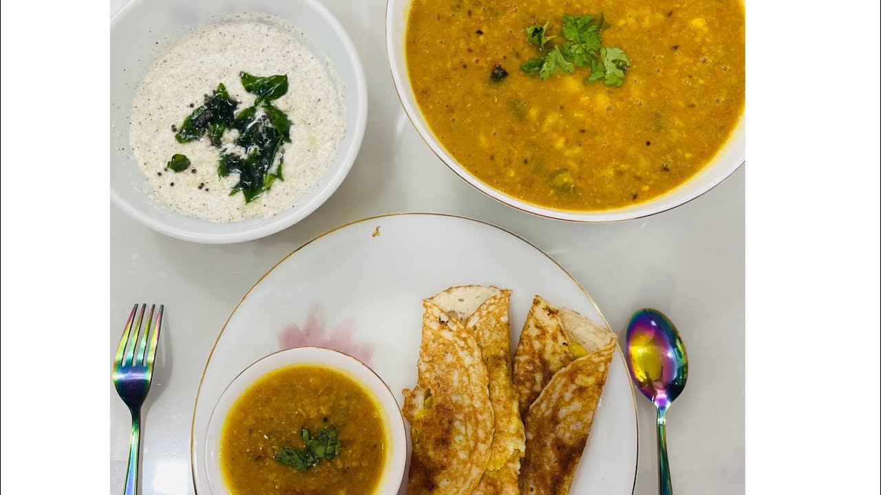 Asaan aur hotel style Sambhar,dosa aur nariyal chutneyeasy nariyal ki