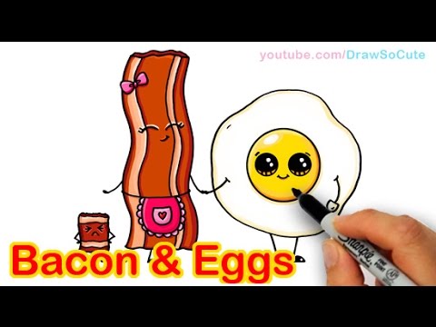 How To Draw Cartoon Bacon And Eggs Breakfast Cute And Easy Youtube