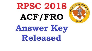 RPSC ACF/FRO Answer Key Released #ExamUpdates