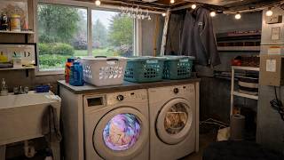 Rainy Spring Laundry Room Ambience 🌧️ Soft Rain on Window & Washing Machine Sounds screenshot 5