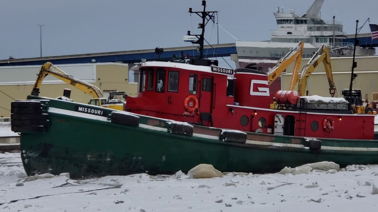 Tugboat Missouri breaking ice in Howard's bay YouTube