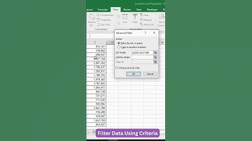 Advanced Filter with Criteria | Excel Shorts #shorts #excel