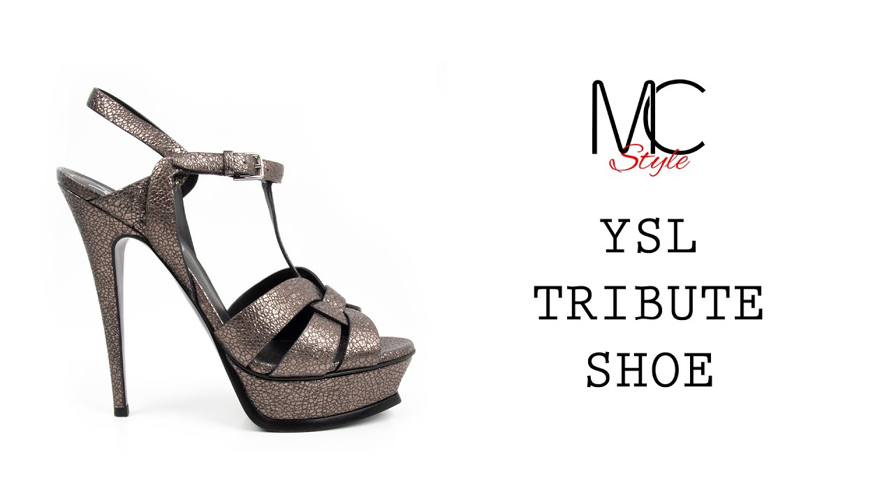 YSL Yves Saint Laurent Shoe Tribute Gunmetal Metallic