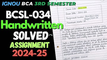BCSL-034 HANDWRITTEN Solved Assignment Jan 2025 | IGNOU BCA 3rd Semester Handwritten Assignment 2025