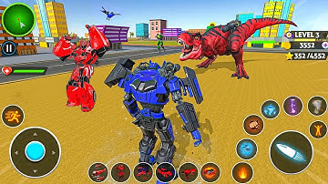 Blue & Red Robot Multiple Transformers Dino Car Jet Robot Action - Android Gameplay
