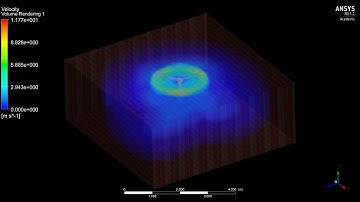 CFD simulation of Commercial HVLS fan - Volume rendering
