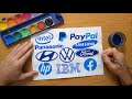 TOP 10 blue logos - SAMSUNG, Volkswagen, IBM, intel, Hyundai, hp, Ford, facebook, Pay Pal, Panasonic